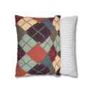 Vintage Harvest Argyle Faux Suede Square Pillowcase
