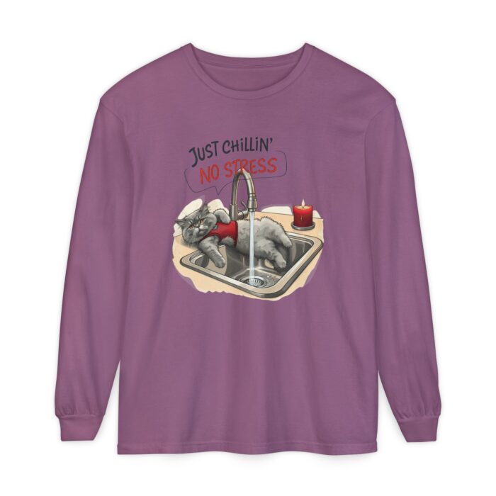 Just chillin' no stress Unisex Garment-dyed Long Sleeve T-Shirt - Image 41
