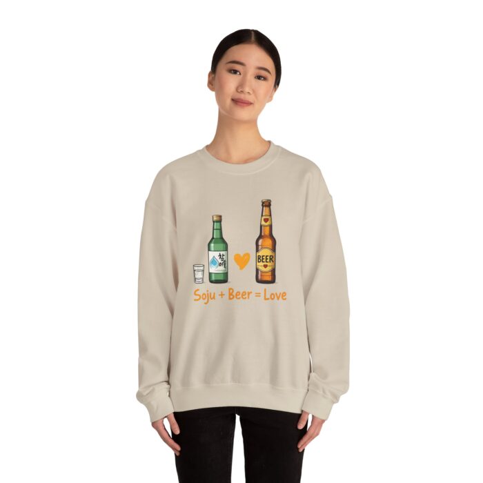 Soju + Beer = Love Unisex Heavy Blend™ Crewneck Sweatshirt - Image 12