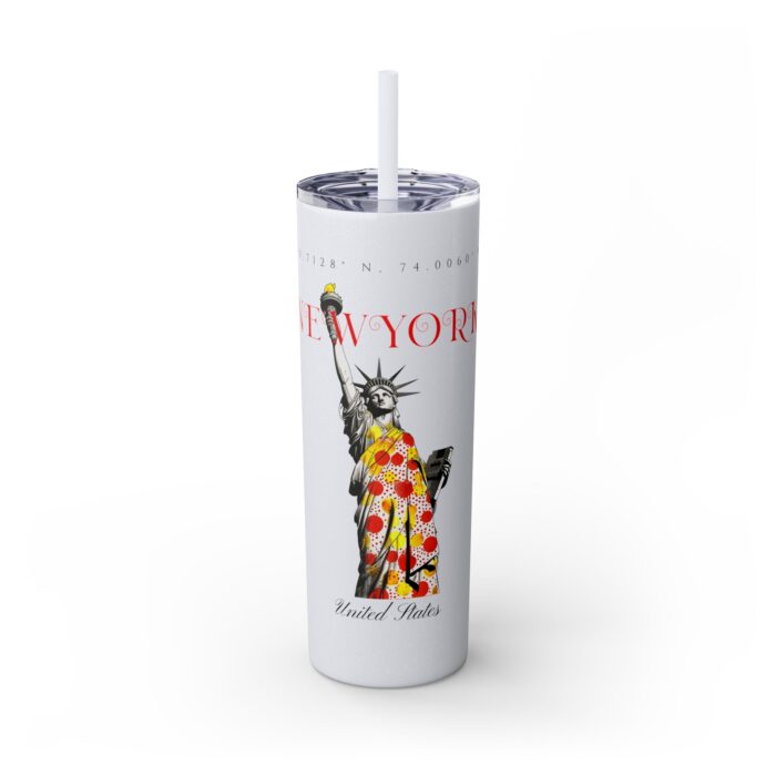 New York Glitter Skinny Tumbler with Straw, 20oz - Image 5