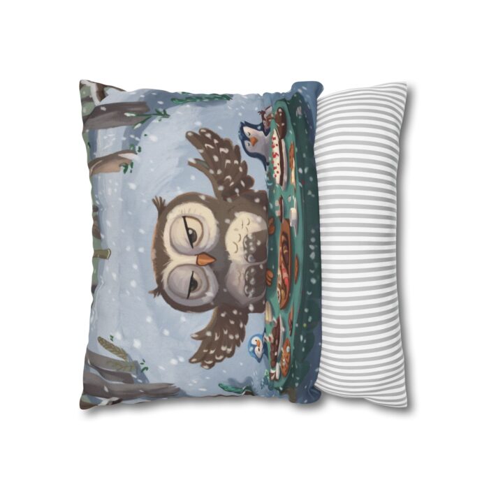 Winter Woodland Feast Spun Polyester Square Pillowcase - Image 8
