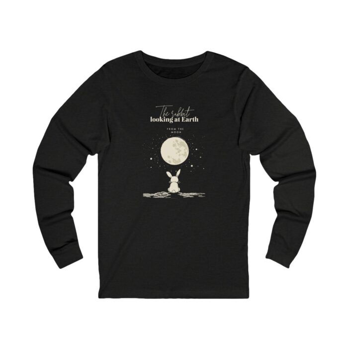 The rabbit looking at Earth from the moon Unisex Jersey Long Sleeve Tee - Image 3
