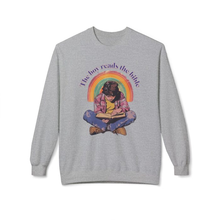 The boy reads the bible Unisex Midweight Softstyle Fleece Crewneck Sweatshirt - Image 9