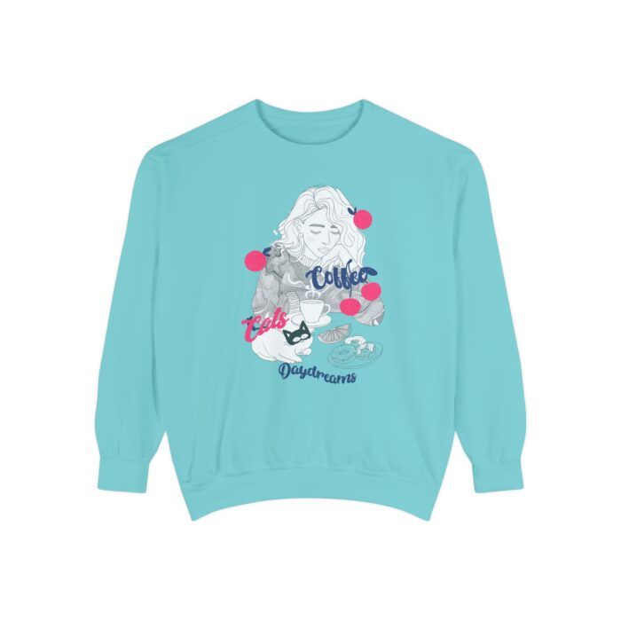 Coffee Cats Daydreams Unisex Garment-Dyed Sweatshirt - Image 13