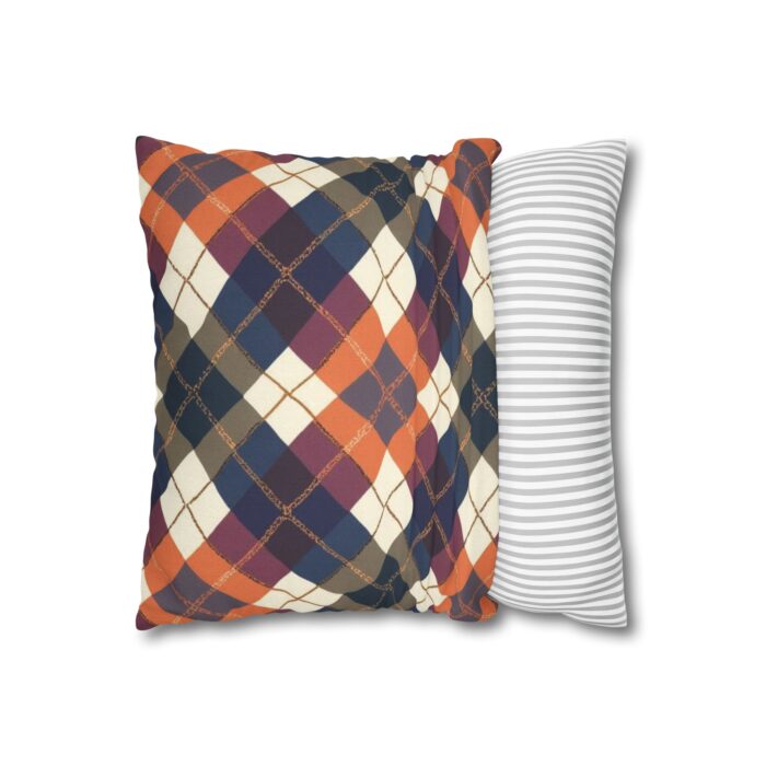 Warm Harvest Argyle Spun Polyester Square Pillowcase - Image 4
