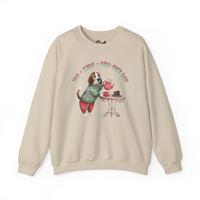 Tea + Cake = Paw-fect Day Unisex Heavy Blend™ Crewneck Sweatshirt - Image 9
