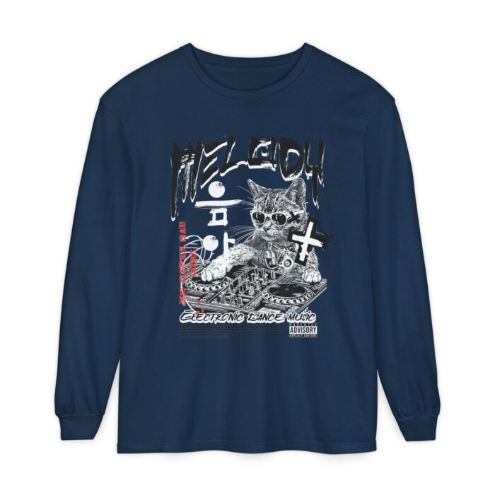 DJ Cat Unisex Garment-dyed Long Sleeve T-Shirt - Image 29