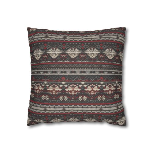 Nordic Knit Pattern Faux Suede Square Pillowcase