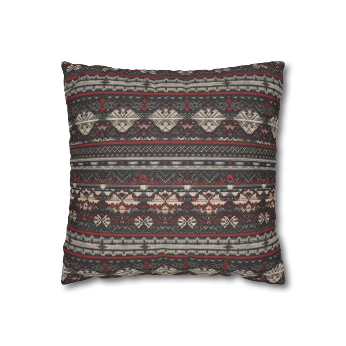 Nordic Knit Pattern Faux Suede Square Pillowcase
