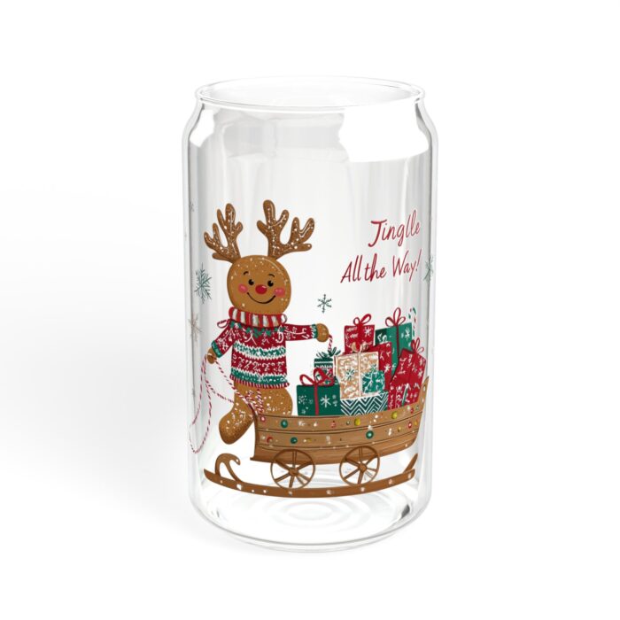 The Gingerbread Man's Love for Sleds Sipper Glass, 16oz - Image 5