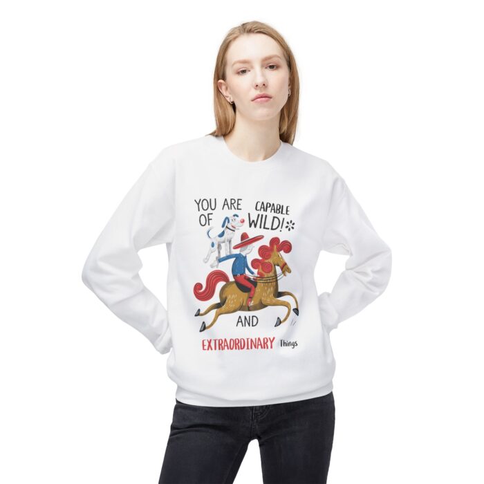 You are capable of wild and extraordinary things. Unisex Midweight Softstyle Fleece Crewneck Sweatshirt - Image 3