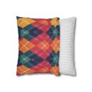 Festive Firelight Plaid Faux Suede Square Pillowcase