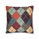Vintage Harvest Argyle Faux Suede Square Pillowcase