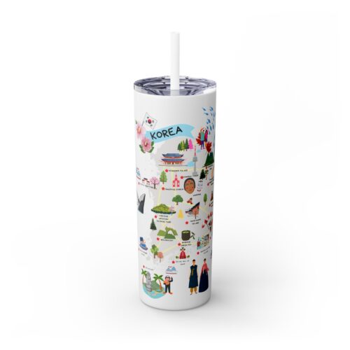 Korea Travel Map Skinny Tumbler with Straw, 20oz