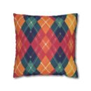 Festive Firelight Plaid Faux Suede Square Pillowcase