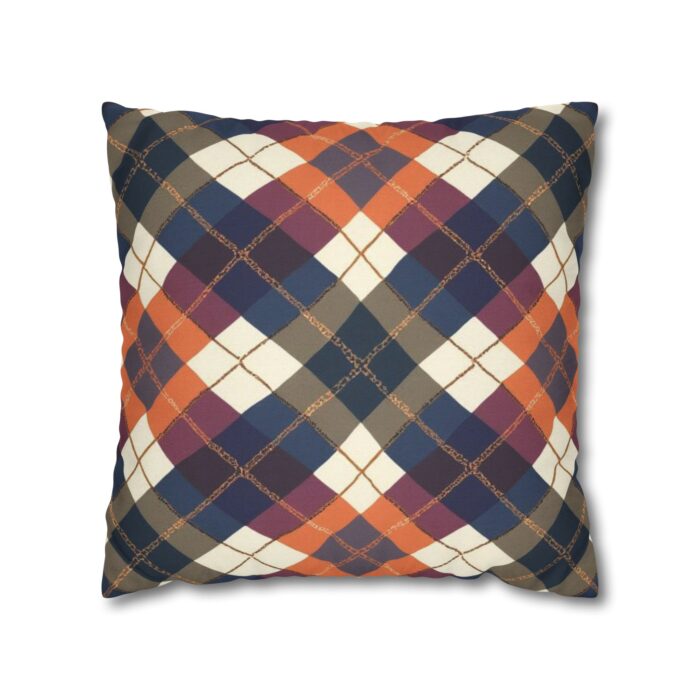 Warm Harvest Argyle Spun Polyester Square Pillowcase - Image 9
