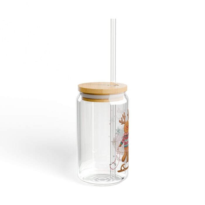 The Gingerbread Man's Love for Sleds Sipper Glass, 16oz - Image 2