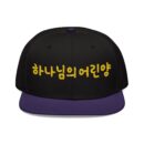 The Pure Lamb Embroidered Snapback Cap - Korean Phrase Design