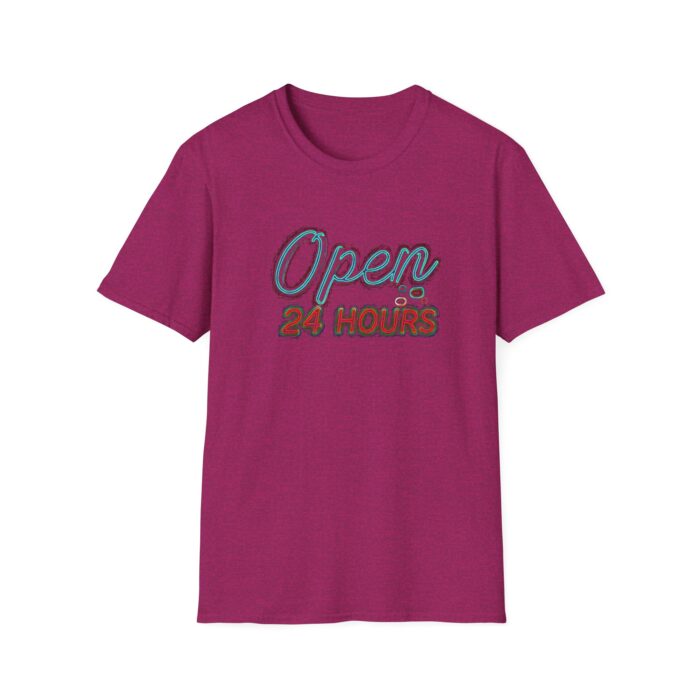 Open 24 Hours Unisex Softstyle T-Shirt - Casual Statement Tee - Image 5