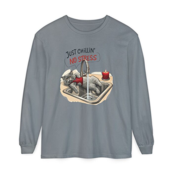 Just chillin' no stress Unisex Garment-dyed Long Sleeve T-Shirt - Image 33