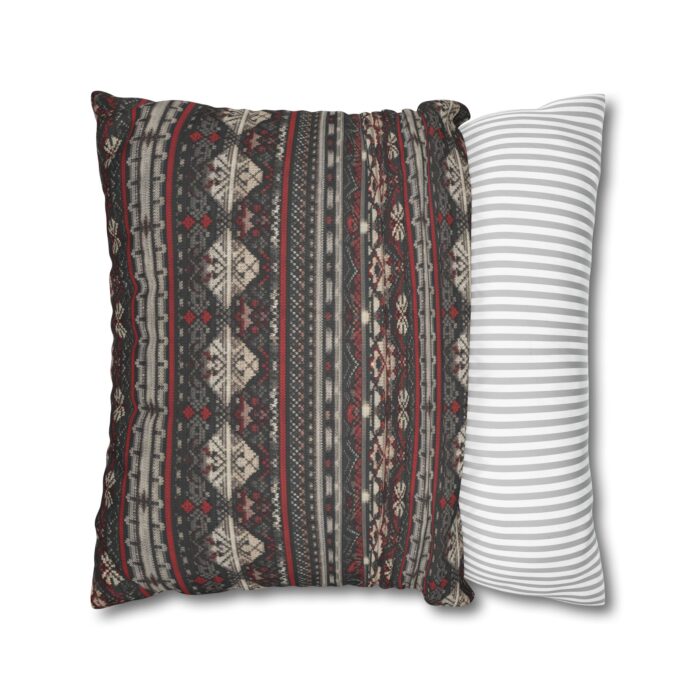 Nordic Knit Pattern Faux Suede Square Pillowcase - Image 14