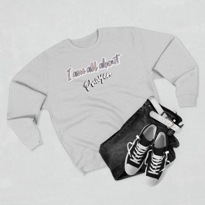 I'm all about prayer Unisex Crewneck Sweatshirt - Image 3