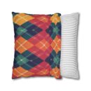 Festive Firelight Plaid Faux Suede Square Pillowcase