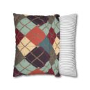 Vintage Harvest Argyle Faux Suede Square Pillowcase