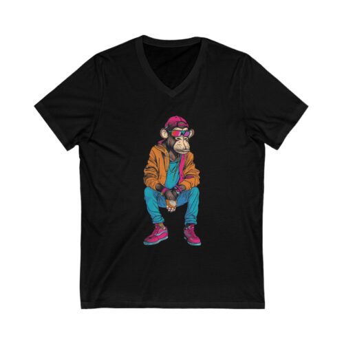 Urban Monkey Graphic V-Neck Tee for Streetwear Lovers