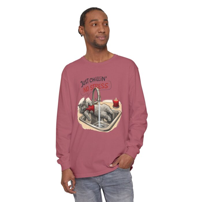 Just chillin' no stress Unisex Garment-dyed Long Sleeve T-Shirt - Image 47