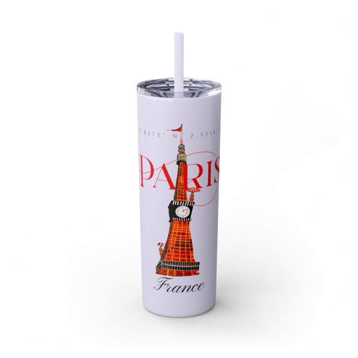 Paris Glitter Skinny Tumbler with Straw, 20oz - Image 9