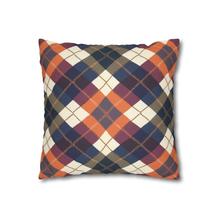 Warm Harvest Argyle Spun Polyester Square Pillowcase - Image 3