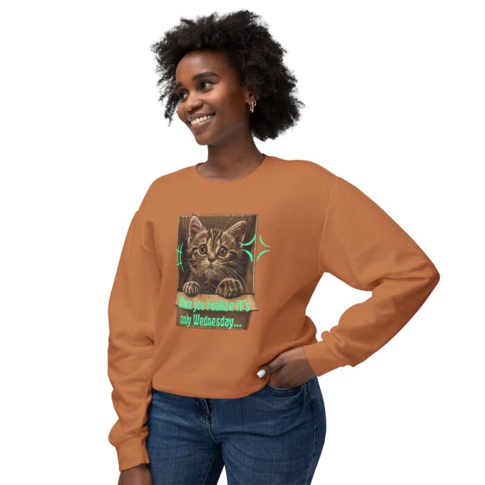 When you realize it's only Wednesday! Unisex Lightweight Crewneck Sweatshirt - Image 7