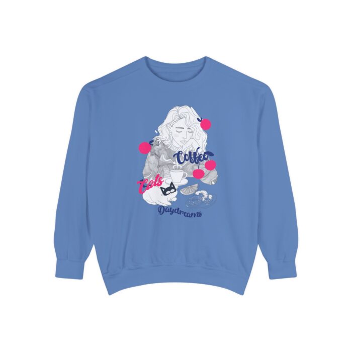 Coffee Cats Daydreams Unisex Garment-Dyed Sweatshirt - Image 29