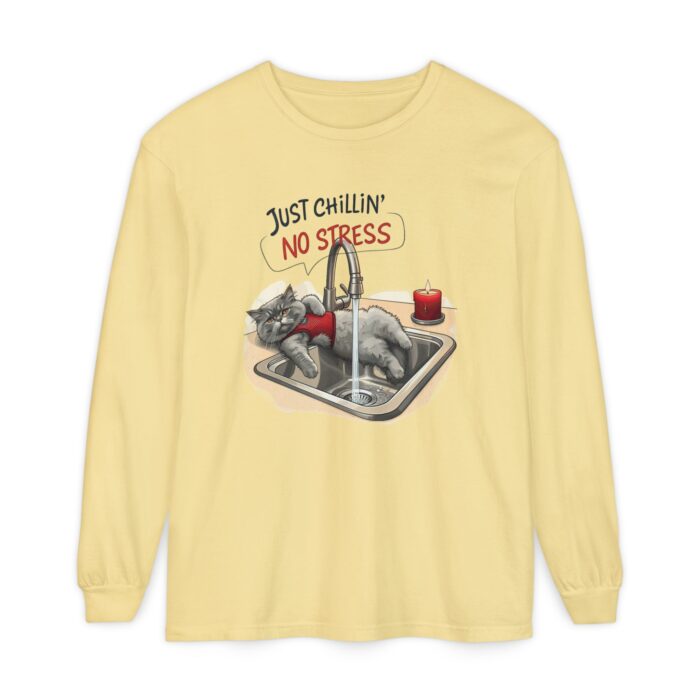 Just chillin' no stress Unisex Garment-dyed Long Sleeve T-Shirt - Image 9