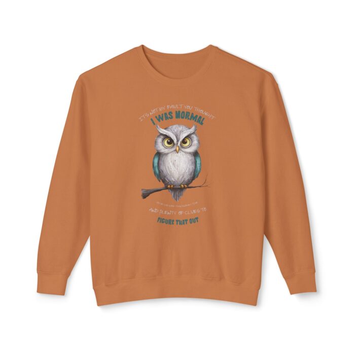 Quirky Owl's Message Unisex Lightweight Crewneck Sweatshirt
