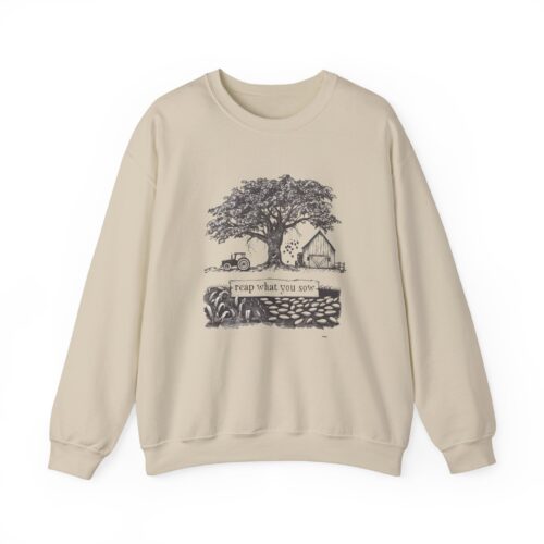 "meta_description": "Cozy up with the 'Reap what you sow' Unisex Sweatshirt - comfort and style in one.",