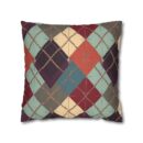 Vintage Harvest Argyle Faux Suede Square Pillowcase