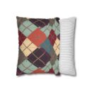 Vintage Harvest Argyle Faux Suede Square Pillowcase