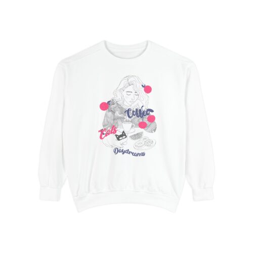 Coffee Cats Daydreams Unisex Garment-Dyed Sweatshirt