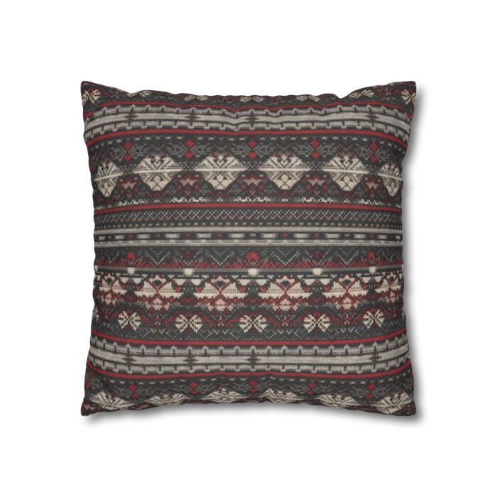 Nordic Knit Pattern Faux Suede Square Pillowcase - Image 7