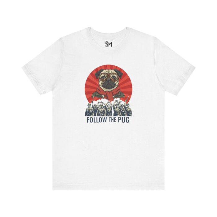 "meta_description": "Discover the comfort of the 'Follow the pug Unisex Tee' – a must-have unisex jersey.",