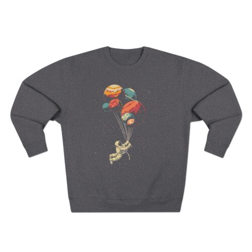Astronaut and balloon at a Time Unisex Crewneck Sweatshirt