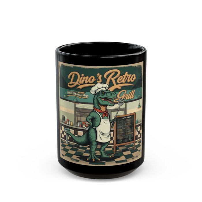 Dino’s Retro Grill Black Mug (11oz, 15oz) - Image 5