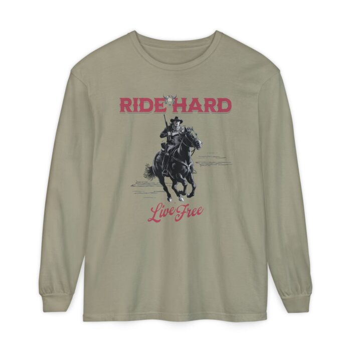 Ride hard Unisex Garment-dyed Long Sleeve T-Shirt - Image 9