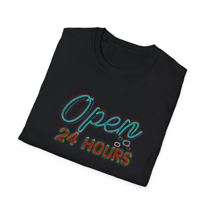 Open 24 Hours Unisex Softstyle T-Shirt - Casual Statement Tee - Image 4