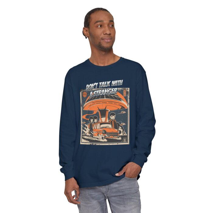 Don't Talk with a Stranger Unisex Garment-dyed Long Sleeve T-Shirt - Image 7