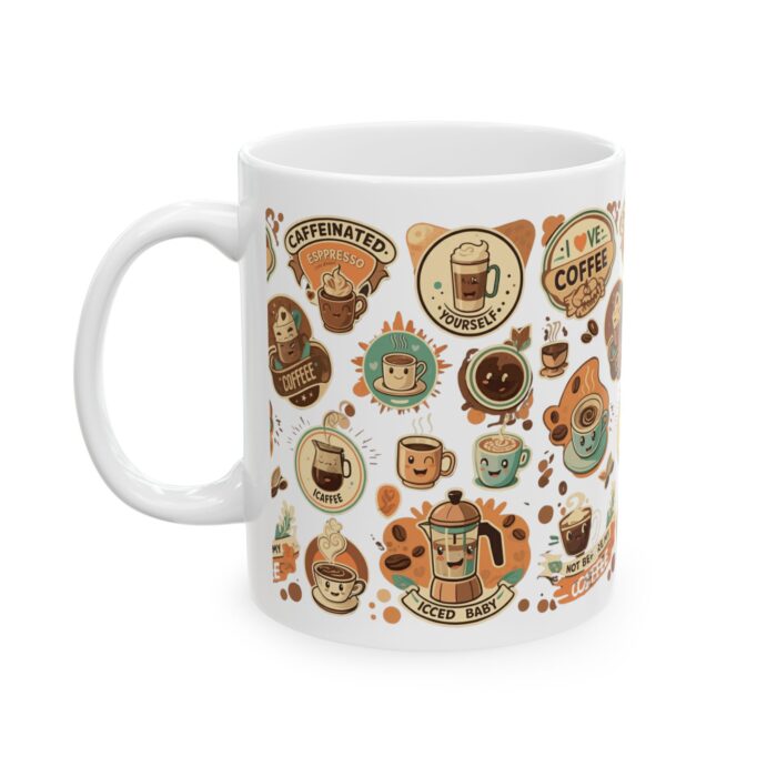 Coffee Stickers Ceramic Mug, (11oz, 15oz) - Image 3