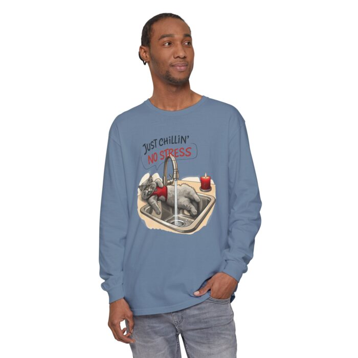 Just chillin' no stress Unisex Garment-dyed Long Sleeve T-Shirt - Image 31