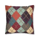 Vintage Harvest Argyle Faux Suede Square Pillowcase